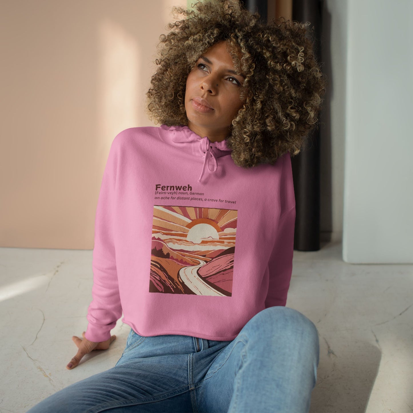 Fernweh Crop Hoodie - Scenic Travel Vibes for Adventure Lovers