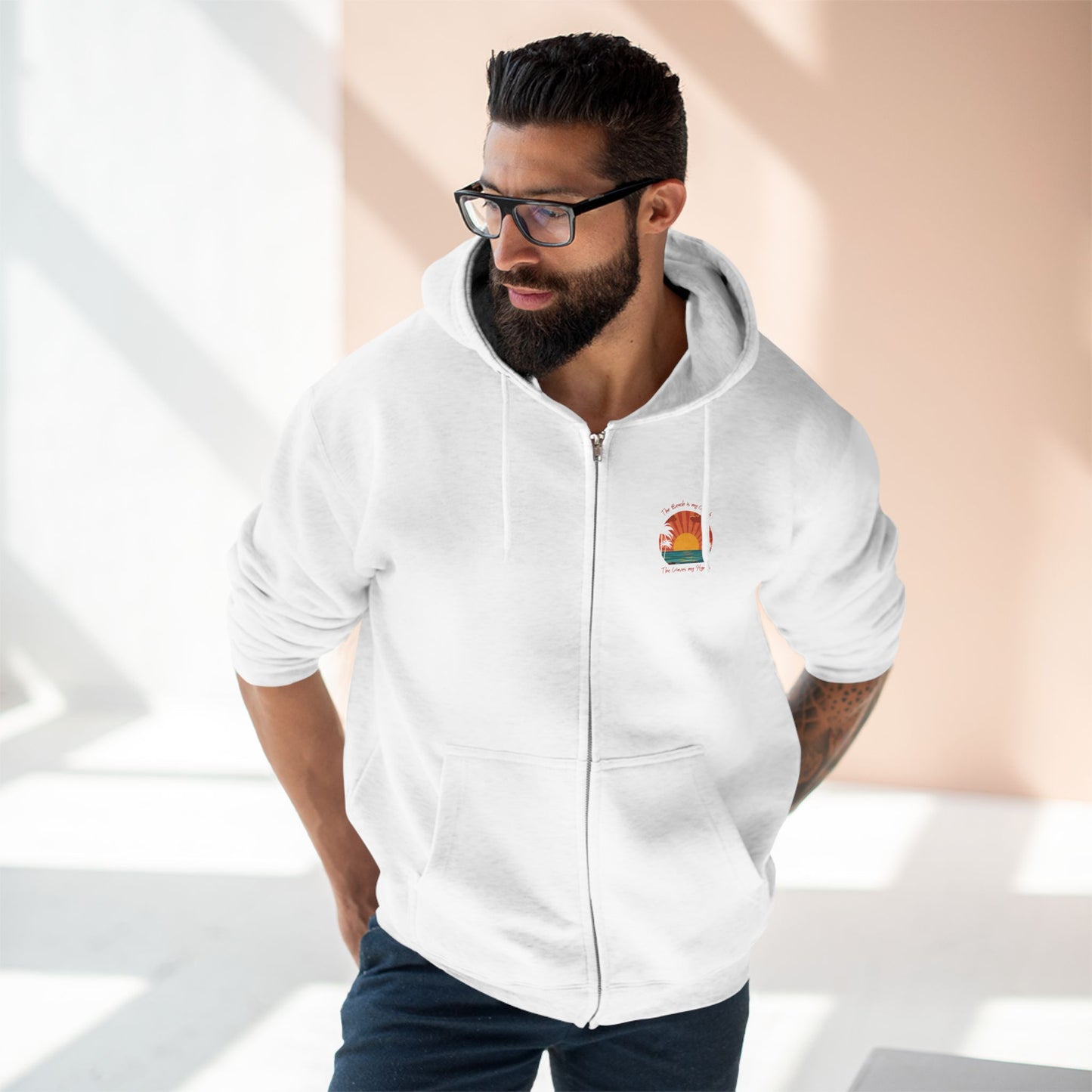 Beach Vibes Unisex Zip Hoodie - 'The Beach is My Church' Design