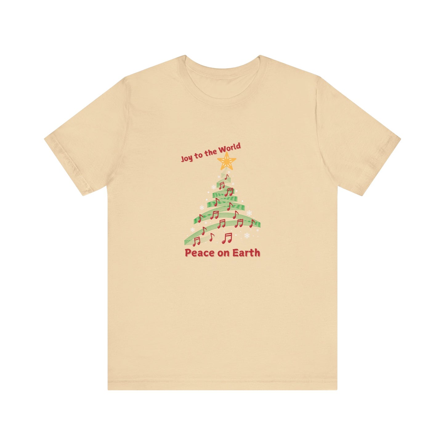 Joy to the World Christmas Tee - Unisex Short Sleeve Shirt with Musical Tree Design