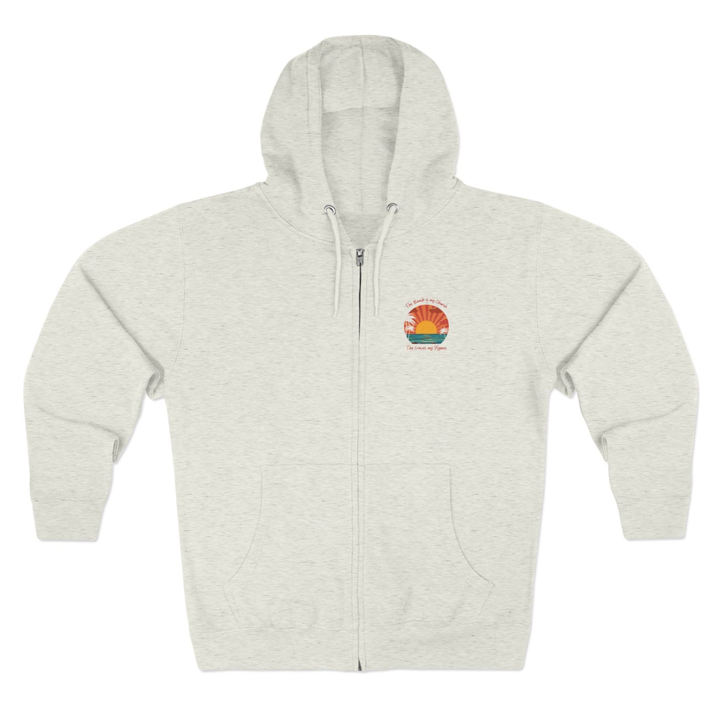 Beach Vibes Unisex Zip Hoodie - 'The Beach is My Church' Design
