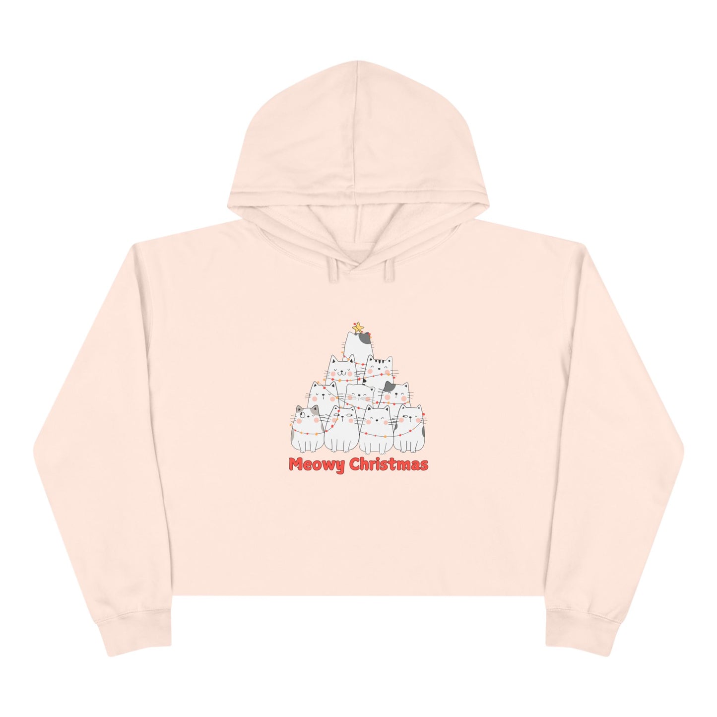 Meowy Christmas Crop Hoodie - Fun & Festive Cat Design