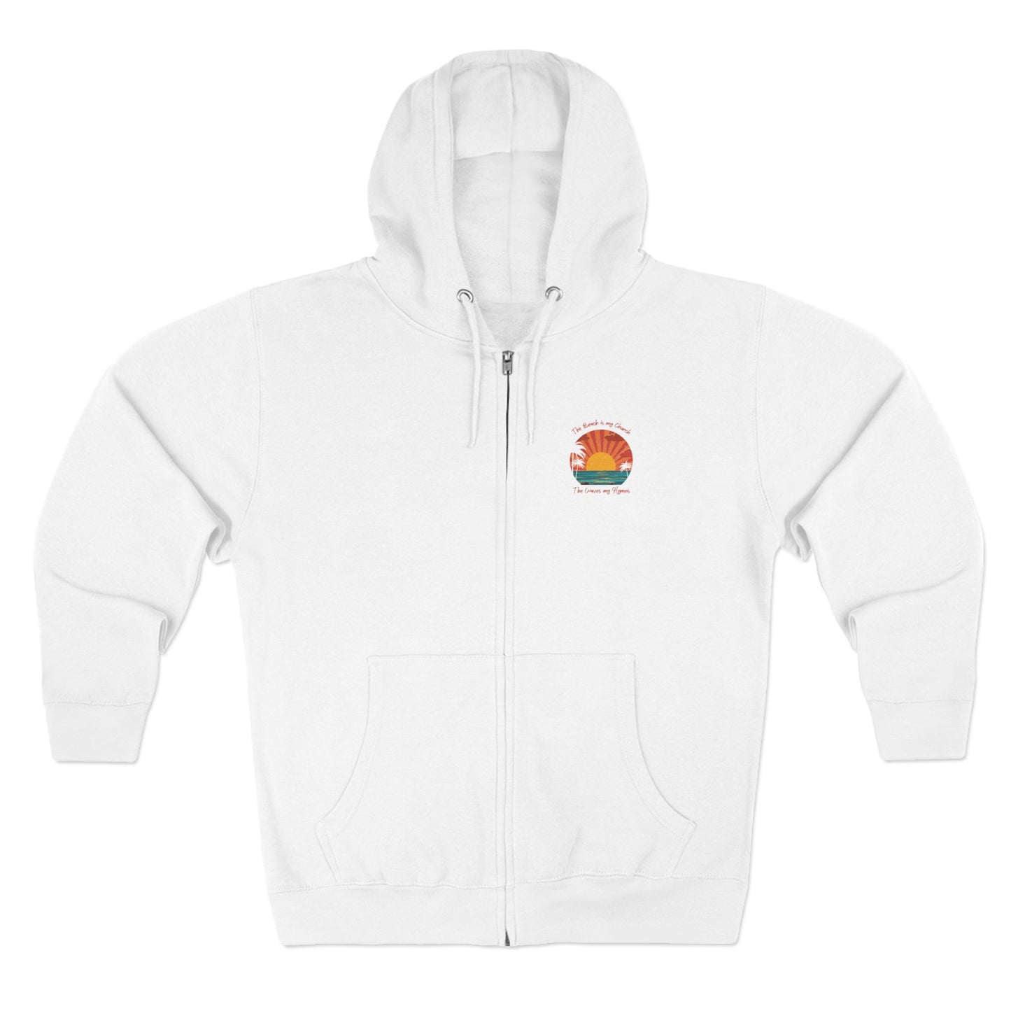 Beach Vibes Unisex Zip Hoodie - 'The Beach is My Church' Design