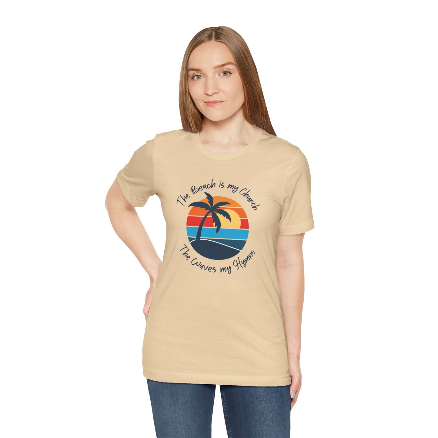 Sunset Beach Vibes Unisex Tee - "The Beach is my Church, The Waves my Hymns"