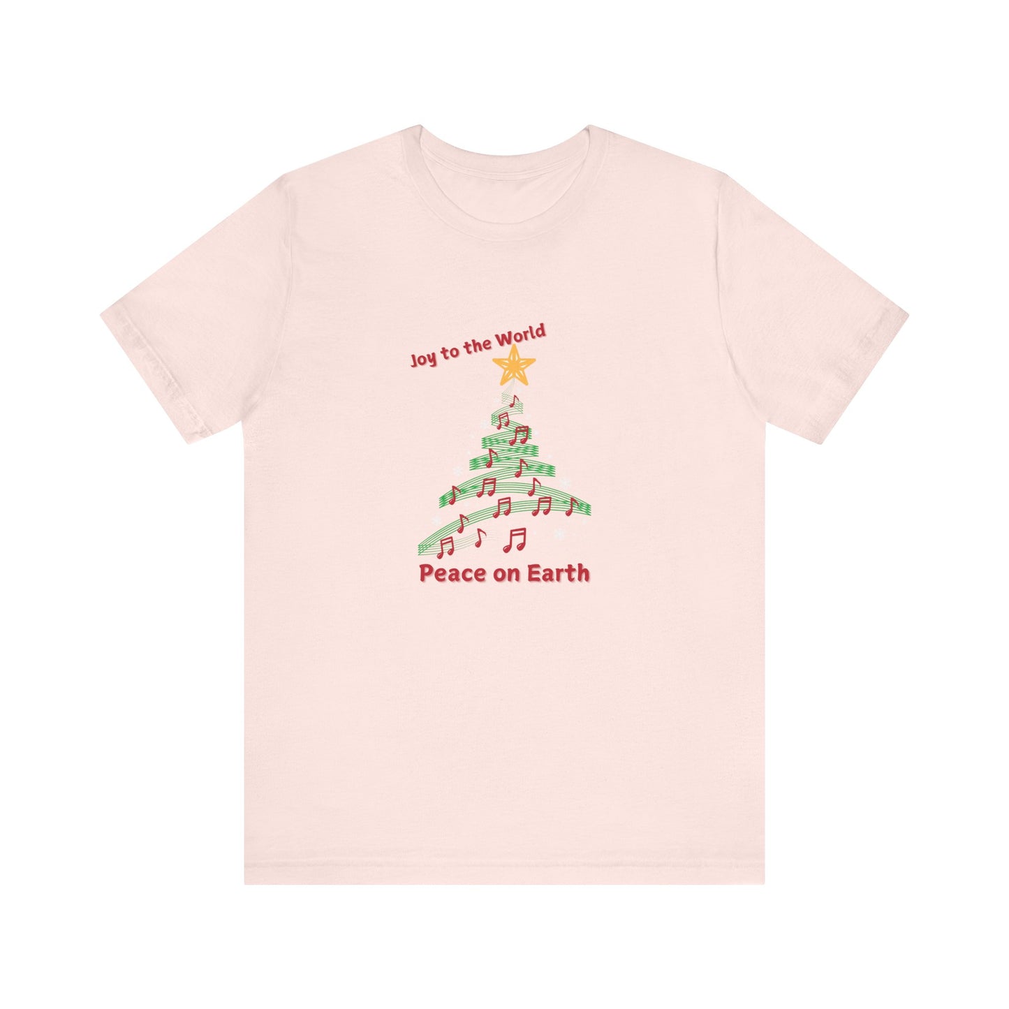 Joy to the World Christmas Tee - Unisex Short Sleeve Shirt with Musical Tree Design