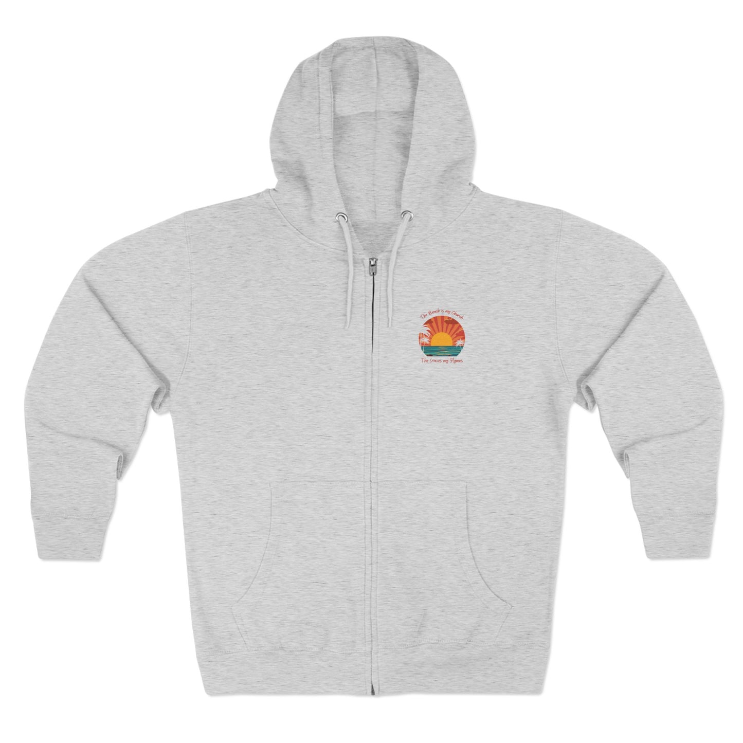 Beach Vibes Unisex Zip Hoodie - 'The Beach is My Church' Design