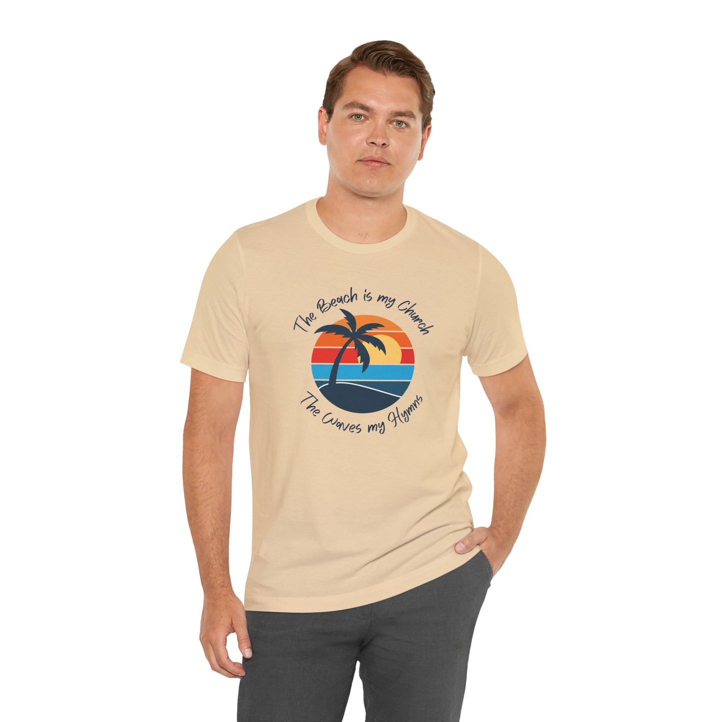 Sunset Beach Vibes Unisex Tee - "The Beach is my Church, The Waves my Hymns"