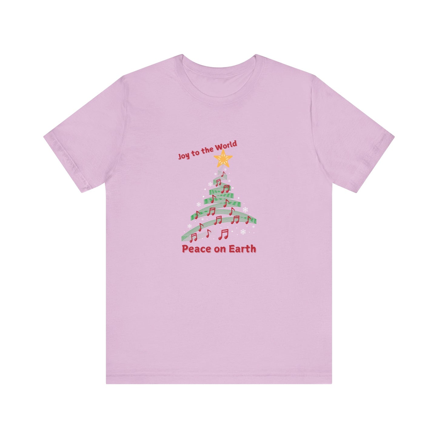 Joy to the World Christmas Tee - Unisex Short Sleeve Shirt with Musical Tree Design