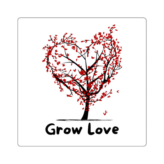 Grow Love Square Stickers - Inspirational Nature Decal for Gifts & Celebrations