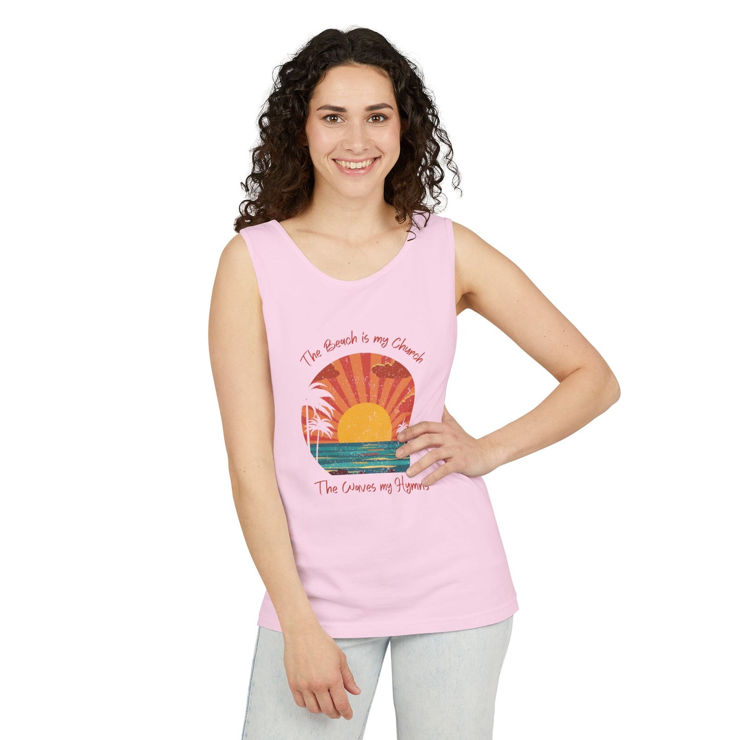 Beach Vibes Unisex Garment-Dyed Tank Top - "The Beach is My Church"