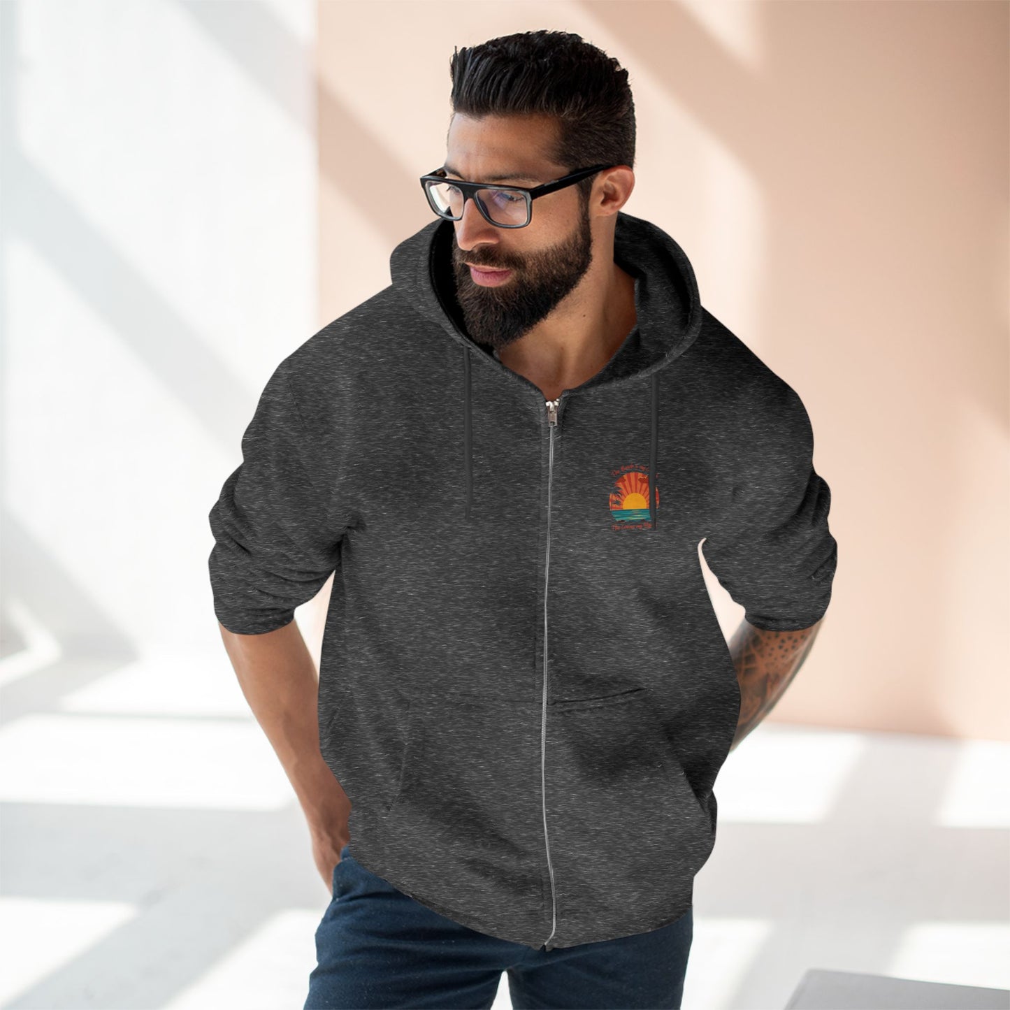 Beach Vibes Unisex Zip Hoodie - 'The Beach is My Church' Design