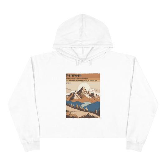 Mountain Fernweh Crop Hoodie - Travel Inspired Design