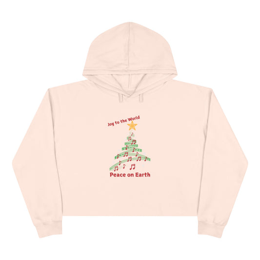 Joy to the World Christmas Crop Hoodie – Peace on Earth Design