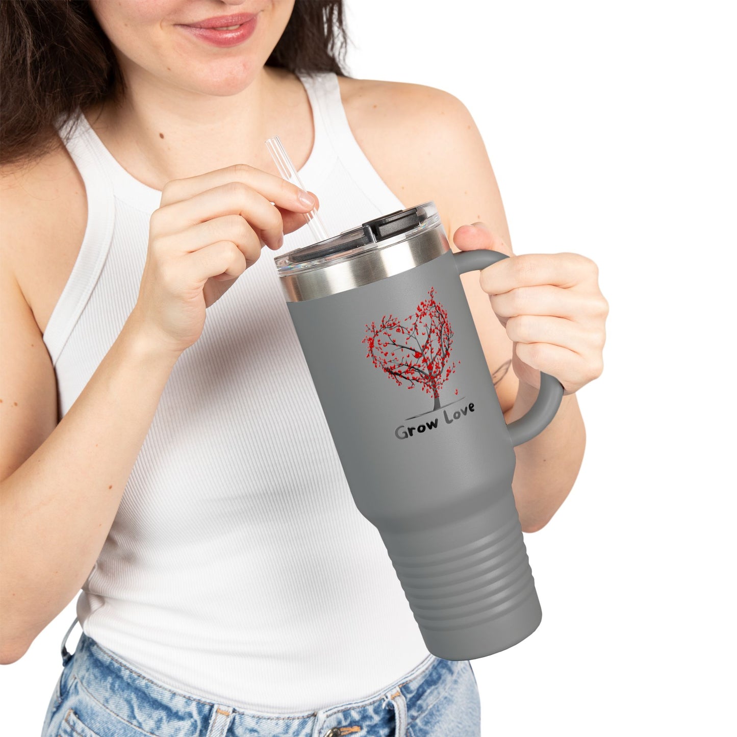 Grow Love Insulated Travel Mug - 40oz Coffee Tumbler for On-the-Go