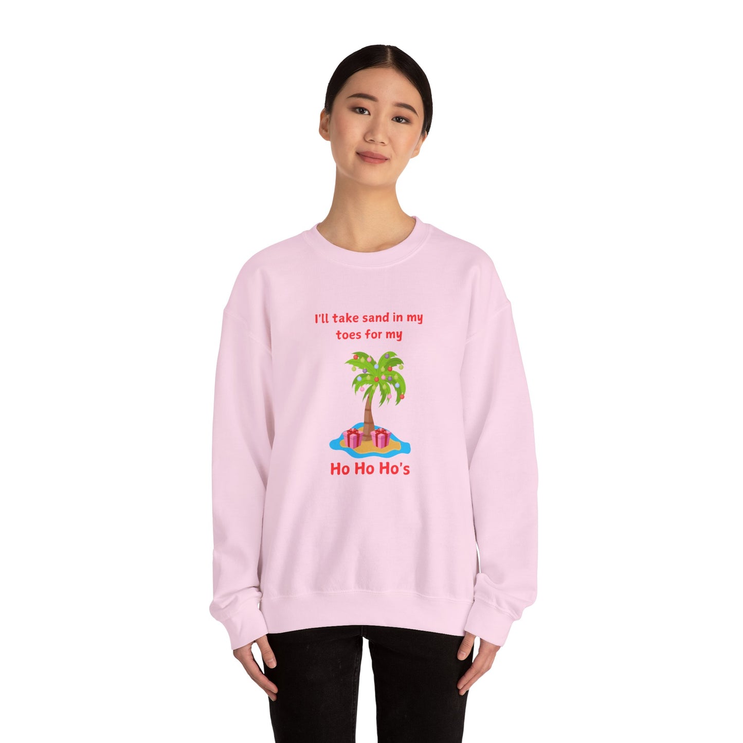 "Ho Ho Ho's" Tropical Christmas Sweatshirt - Unisex Heavy Blend™ Crewneck