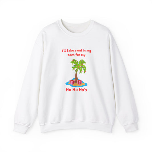 "Ho Ho Ho's" Tropical Christmas Sweatshirt - Unisex Heavy Blend™ Crewneck