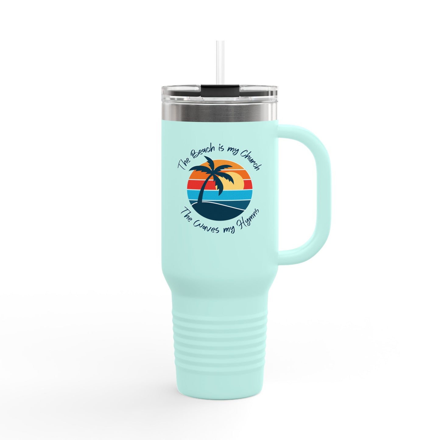 Insulated Travel Mug - "The Beach is My Church" - 40oz Adventure Flask