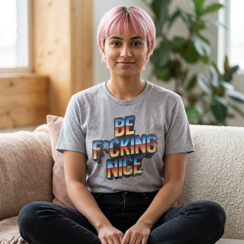 Be F*cking Nice Tee | Retro Sunset Graphic T-Shirt
