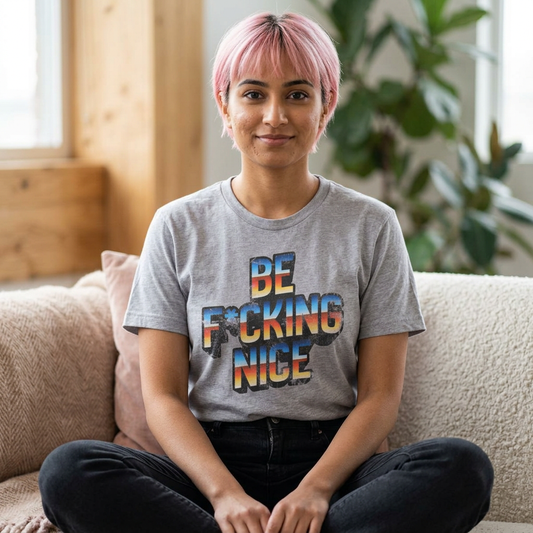 Be F*cking Nice Tee | Retro Sunset Graphic T-Shirt