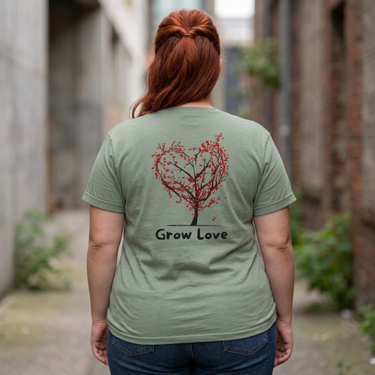 Grow Love T-Shirt | Meaningful Tree Graphic Tee for Gifting