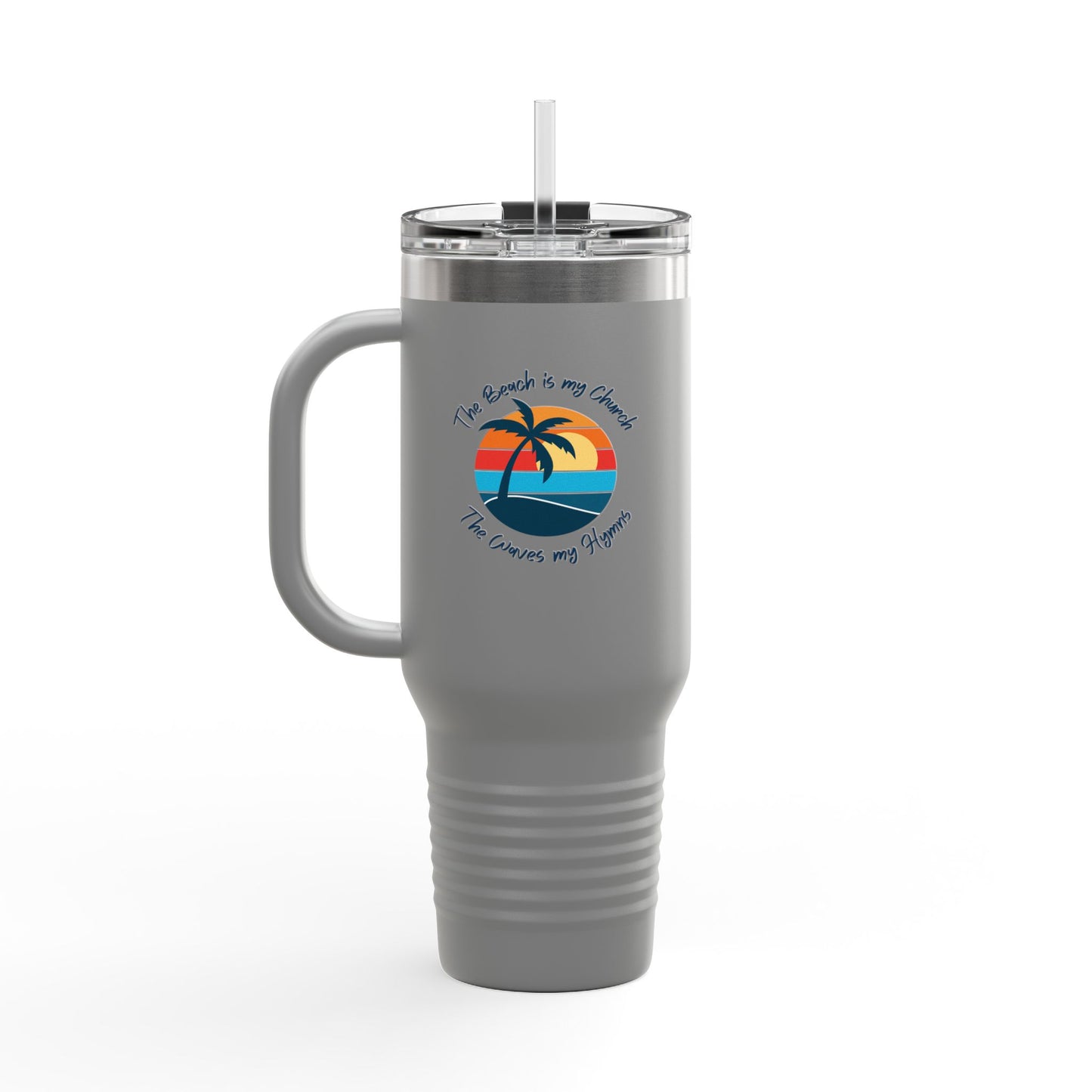 Insulated Travel Mug - "The Beach is My Church" - 40oz Adventure Flask