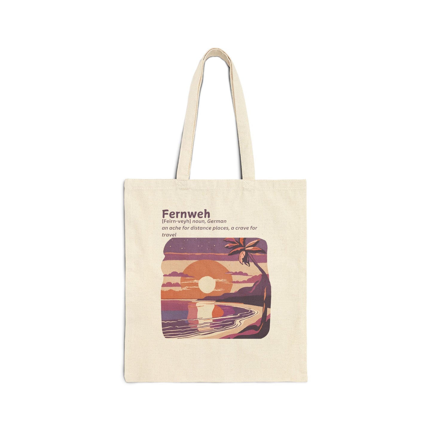 Fernweh Sunset Cotton Canvas Tote Bag - Travel-Inspired Eco-Friendly Shopper