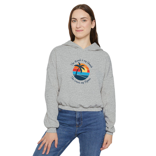 Hoodie - Beach is My Church Women's Cinched Bottom Hoodie