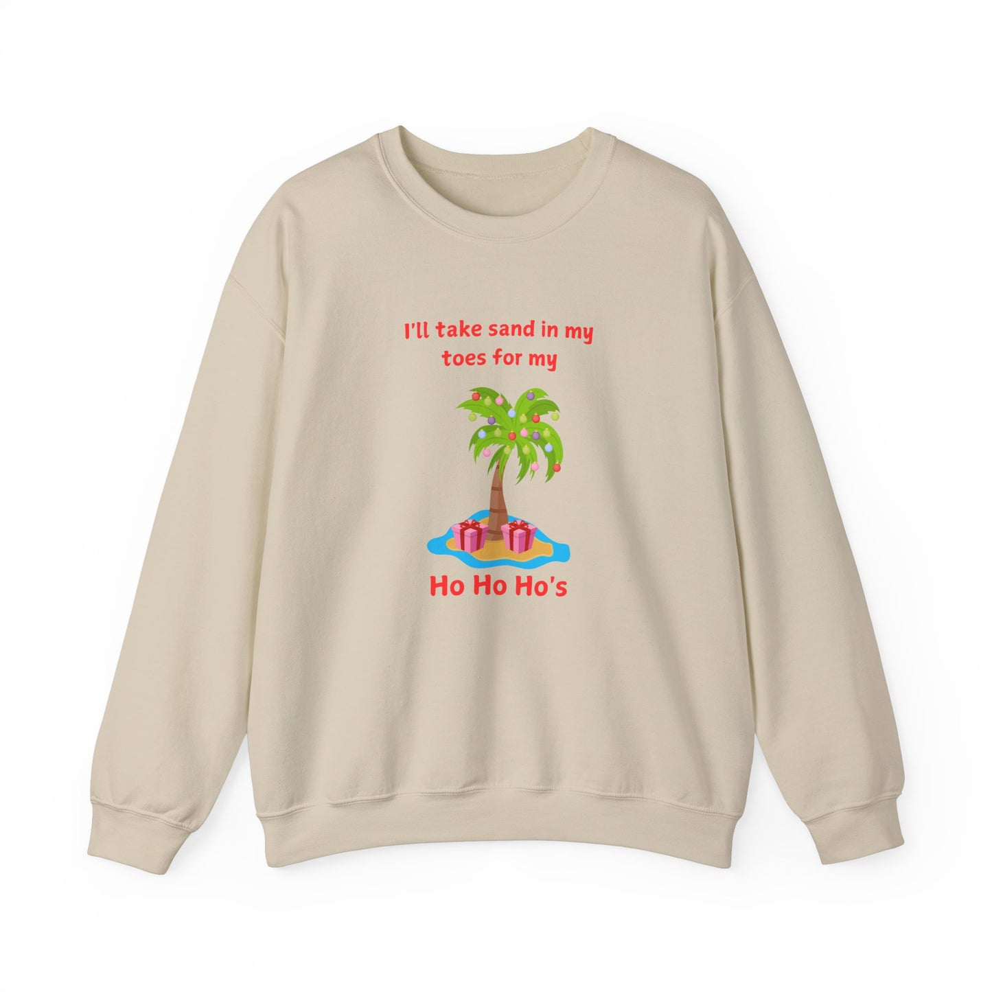 "Ho Ho Ho's" Tropical Christmas Sweatshirt - Unisex Heavy Blend™ Crewneck