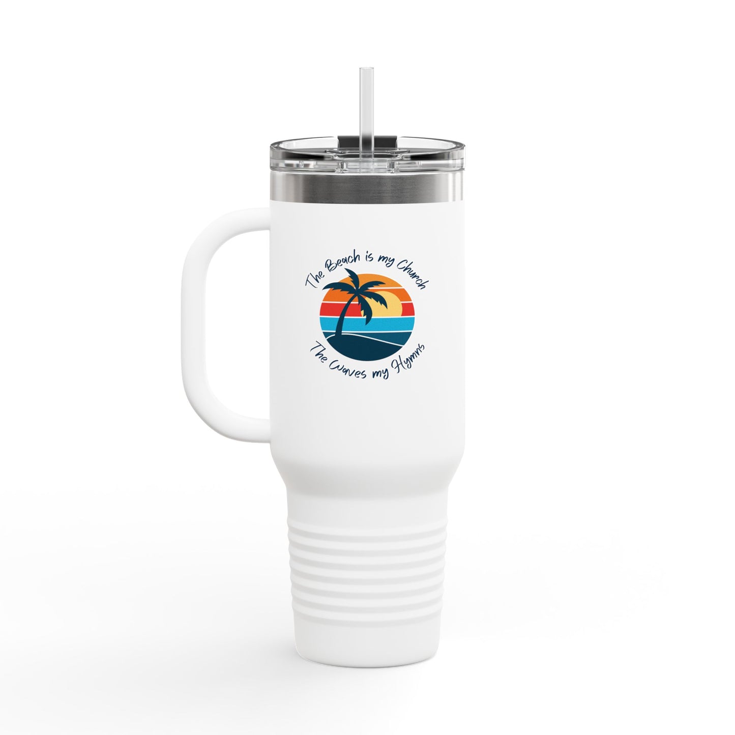 Insulated Travel Mug - "The Beach is My Church" - 40oz Adventure Flask