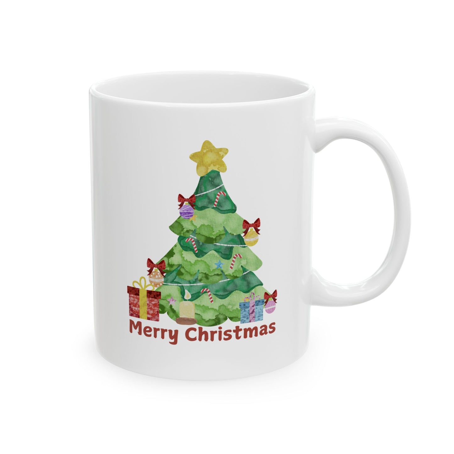 Festive Christmas Tree Ceramic Mug – Merry Christmas Design (11oz & 15oz)