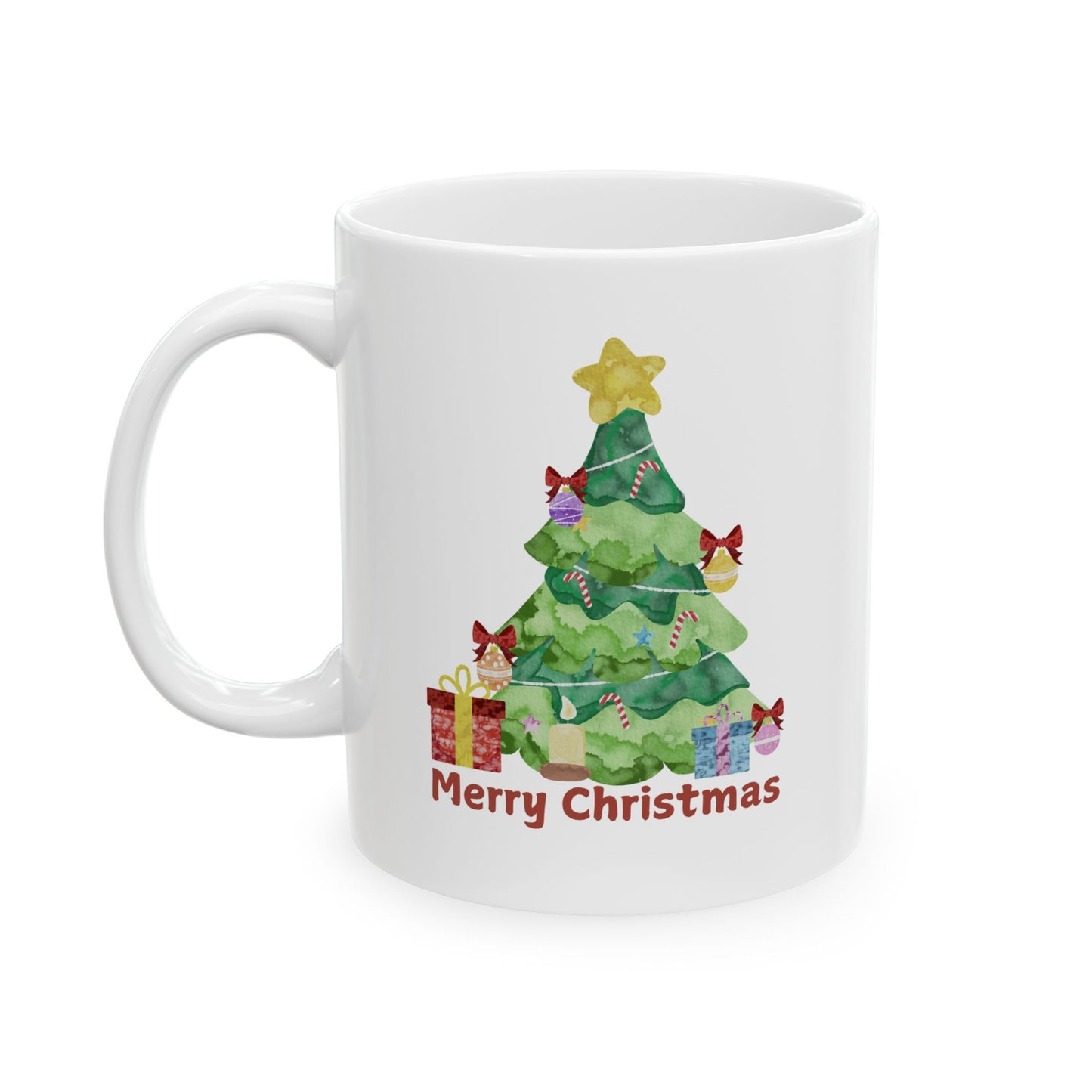 Festive Christmas Tree Ceramic Mug – Merry Christmas Design (11oz & 15oz)