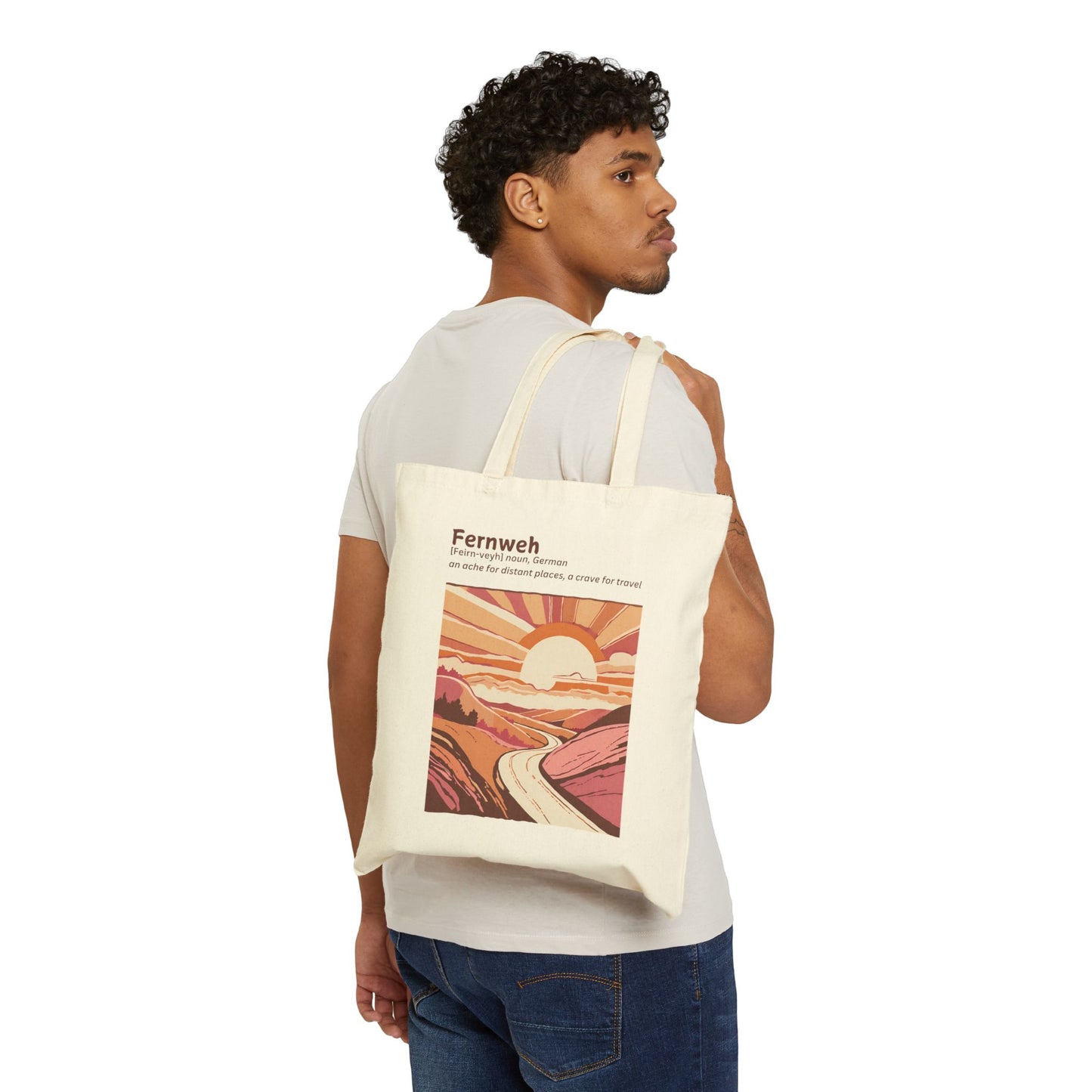 Fernweh Cotton Canvas Tote Bag - Travel  the open road Inspired Design