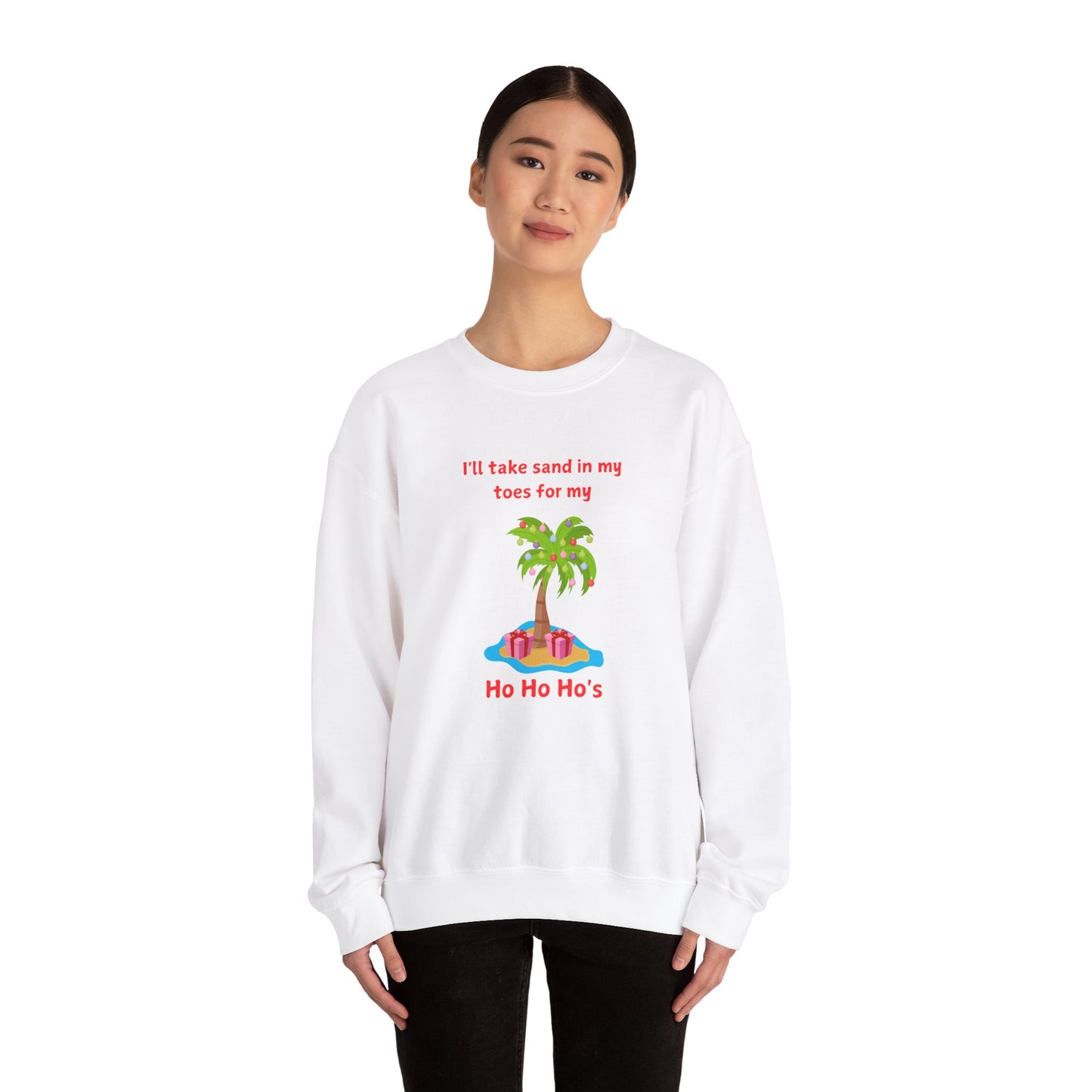 "Ho Ho Ho's" Tropical Christmas Sweatshirt - Unisex Heavy Blend™ Crewneck