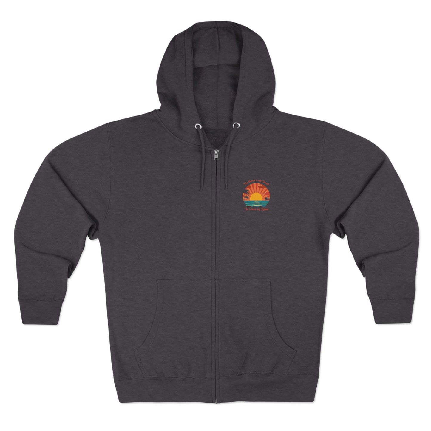 Beach Vibes Unisex Zip Hoodie - 'The Beach is My Church' Design