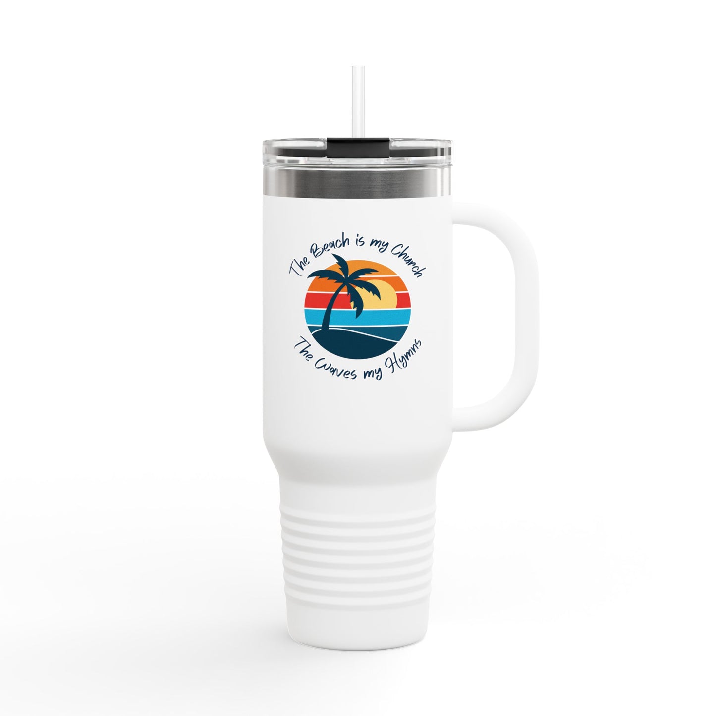 Insulated Travel Mug - "The Beach is My Church" - 40oz Adventure Flask