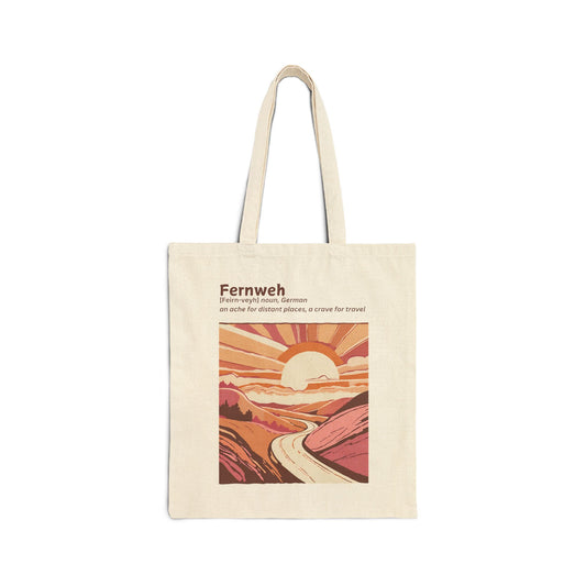 Fernweh Cotton Canvas Tote Bag - Travel  the open road Inspired Design