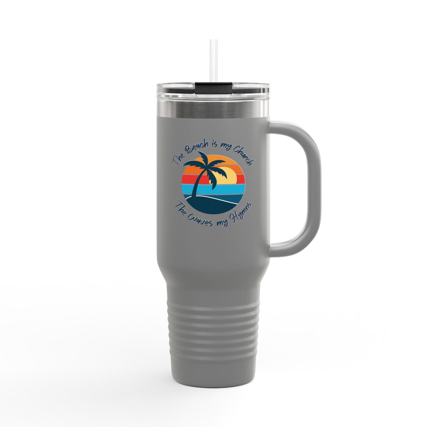 Insulated Travel Mug - "The Beach is My Church" - 40oz Adventure Flask