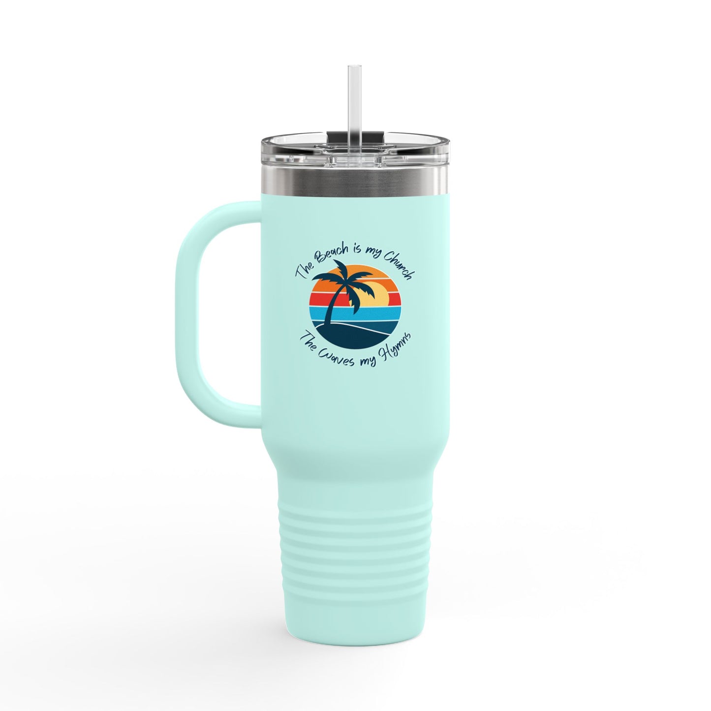 Insulated Travel Mug - "The Beach is My Church" - 40oz Adventure Flask